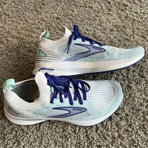 Brooks Levitate StealthFit GTS 5 Women's 7.5 Running Shoes White/Navy Blue/Yucca